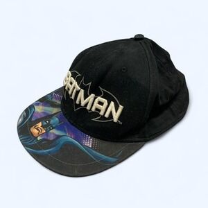 Vintage Batman Embroidered Snapback Hat - DC Comics Graphic Brim Cap